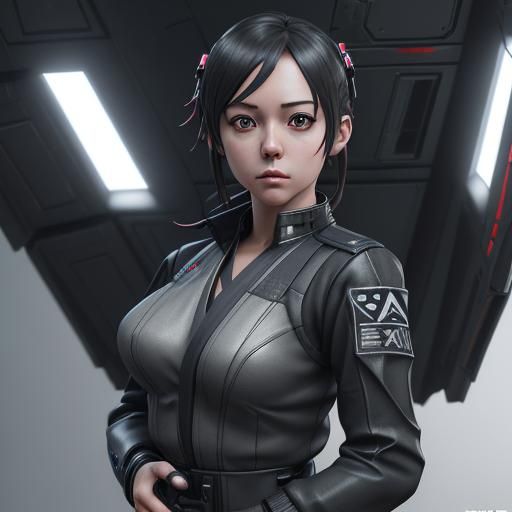 Female TIE Fighter Pilot in 3D Anime Art