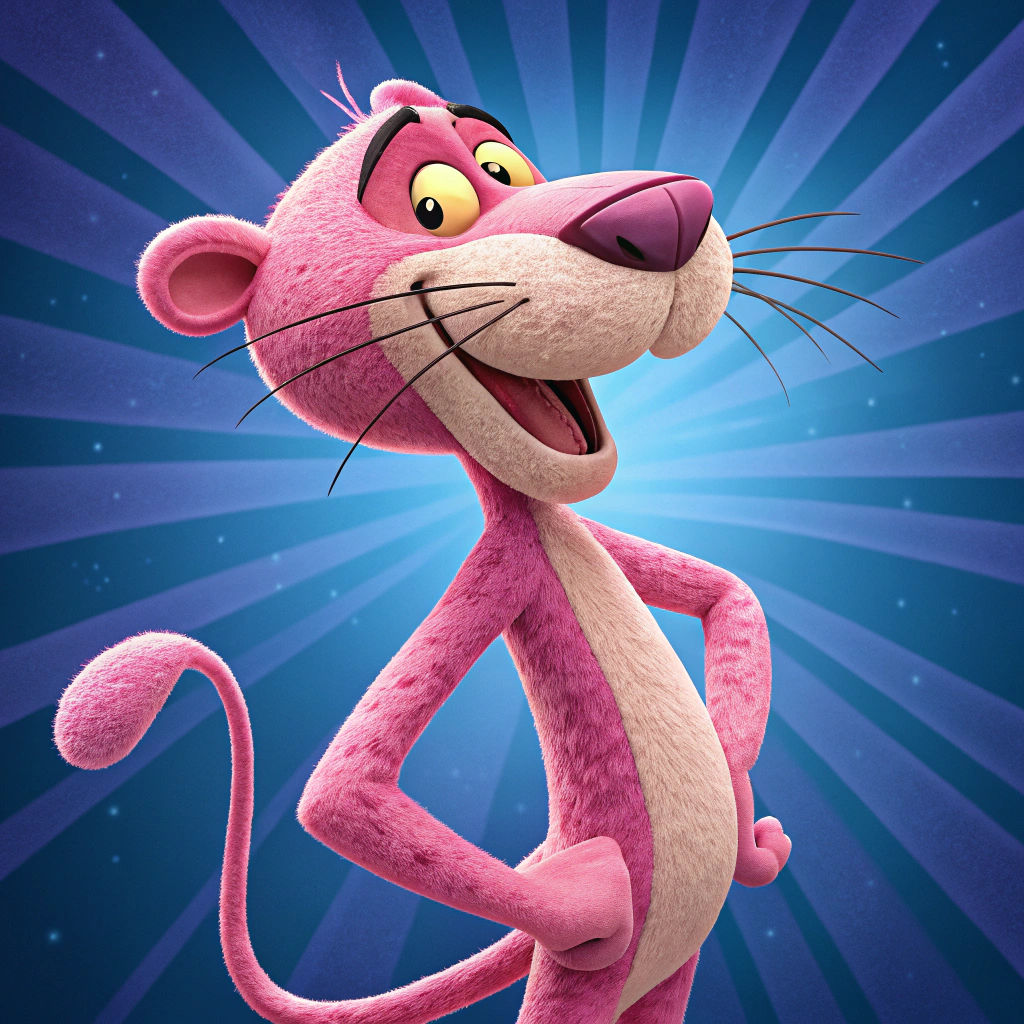 Pink Panther in Vibrant 3D Render Style