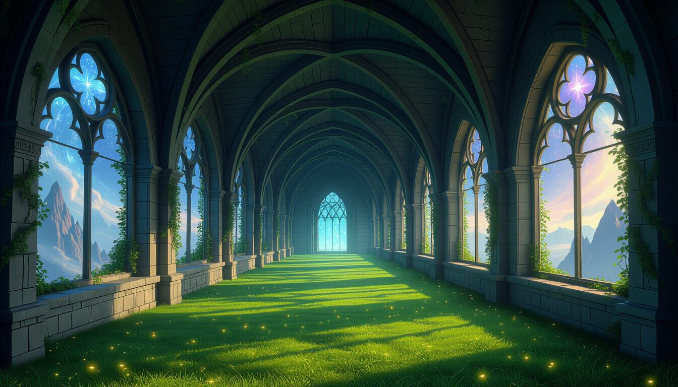 Enchanted Castle Hallway of Living Stone and Starlight