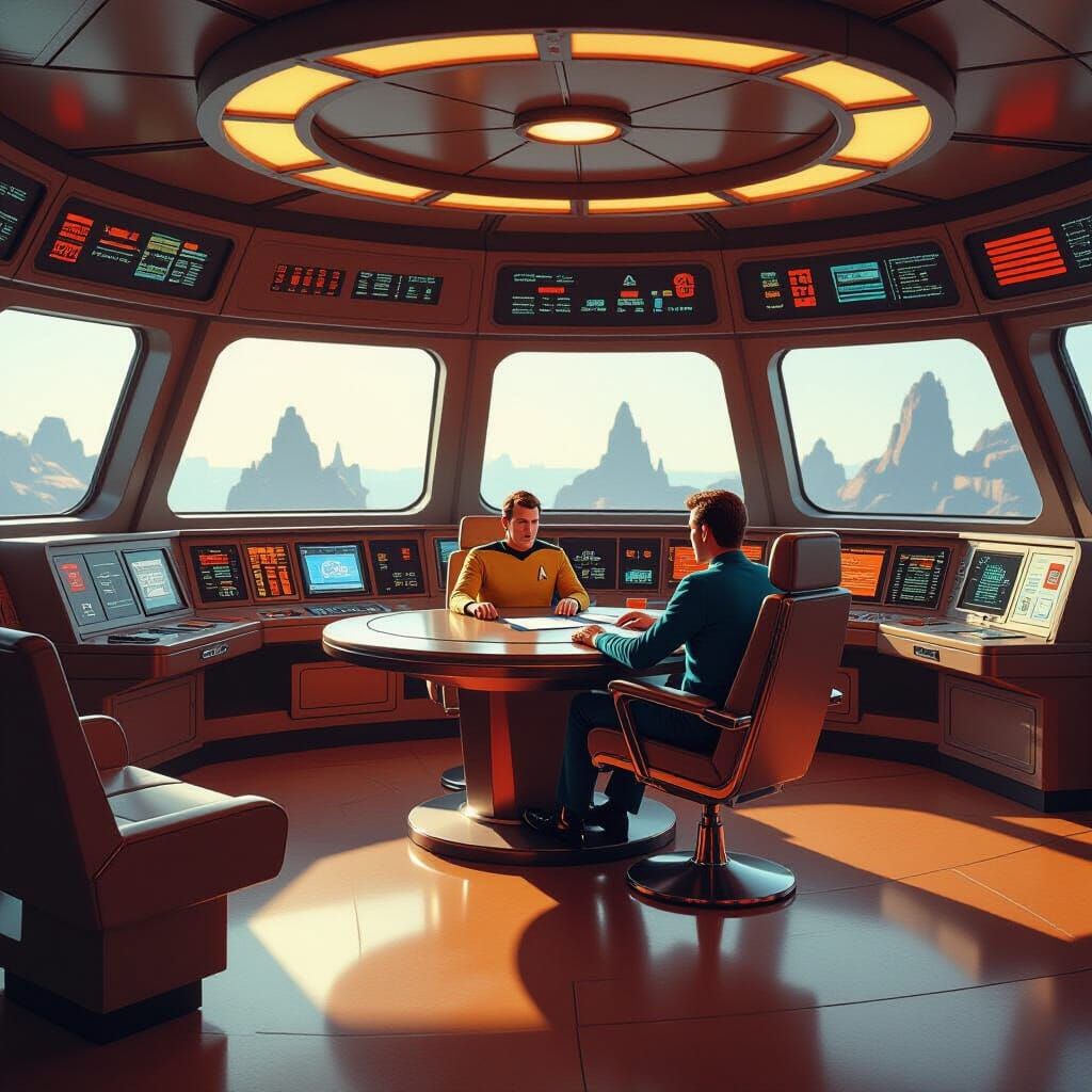 USS Enterprise Bridge in Retro-Futuristic Style
