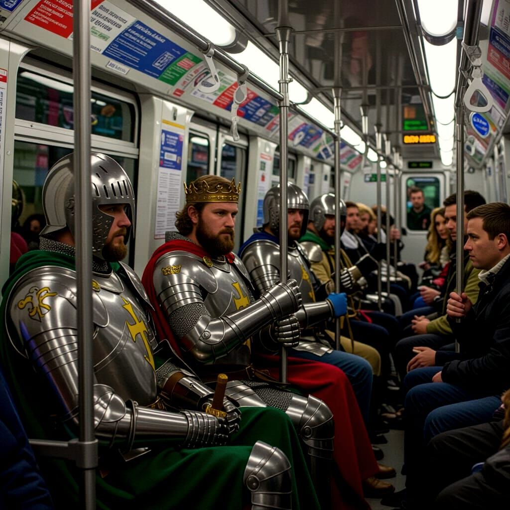 King Arthur and Knights on Public Transit