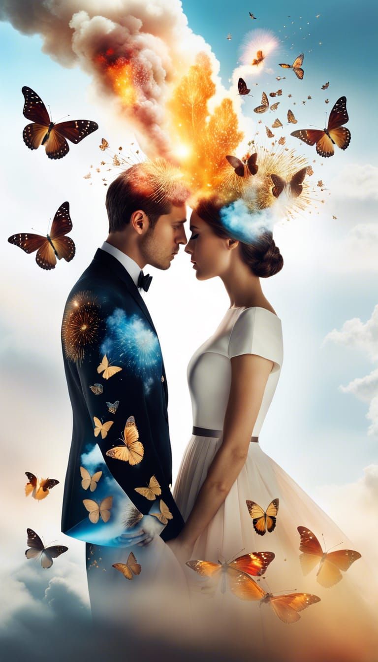 “You Give Me Butterflies” and “Sparks Fly”: Double Exposure Art 🫶🏻