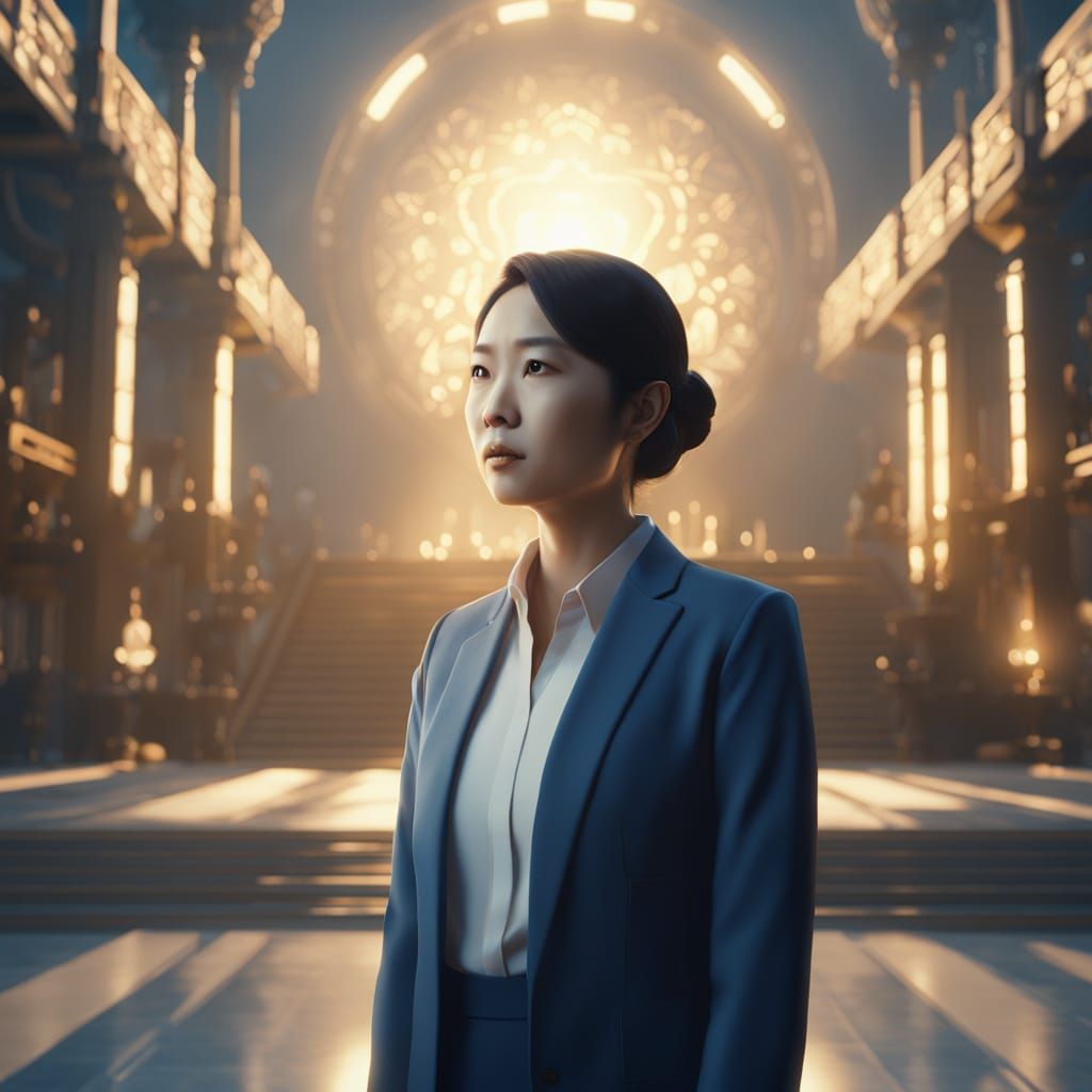 Confident Businesswoman Speaking: Digital Matte Painting