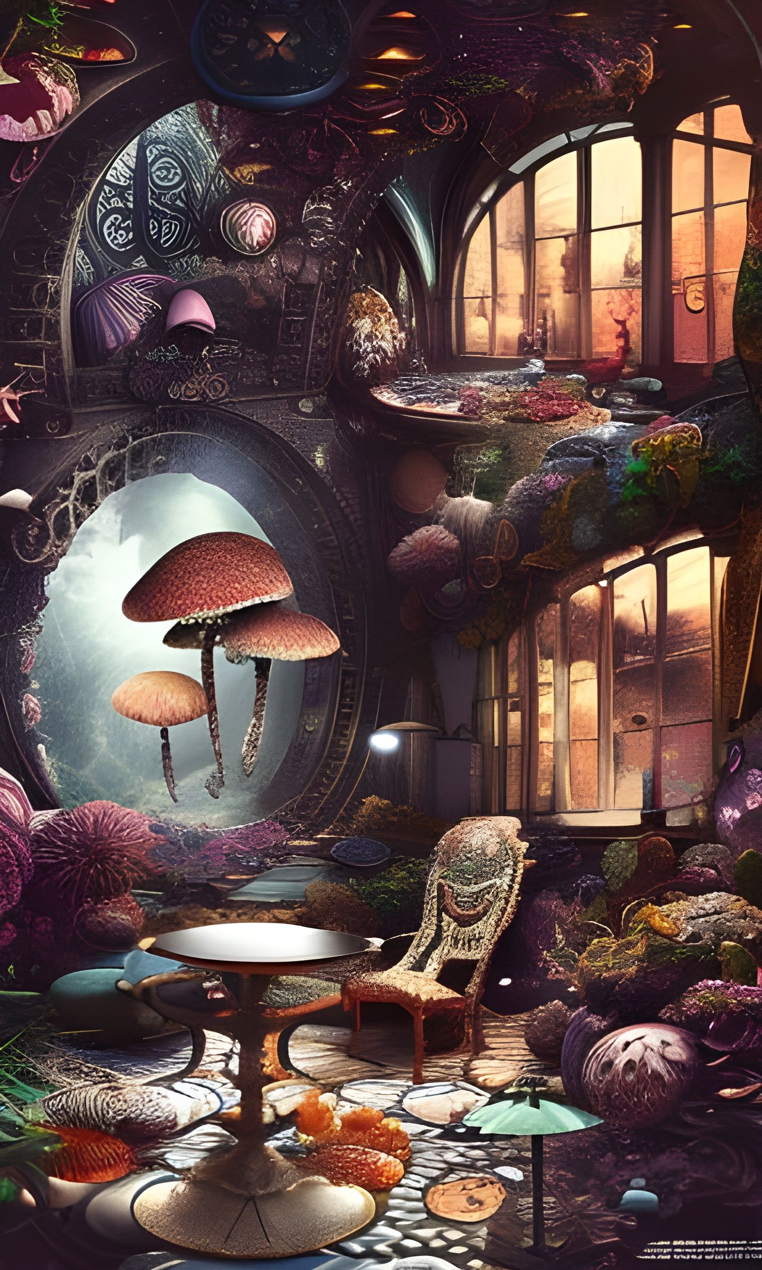 Shroomanbeing Chilling: Epic Digital Matte Painting