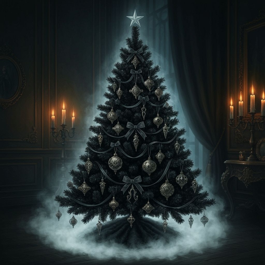Gothic Christmas Tree in Victorian Drawing Room
