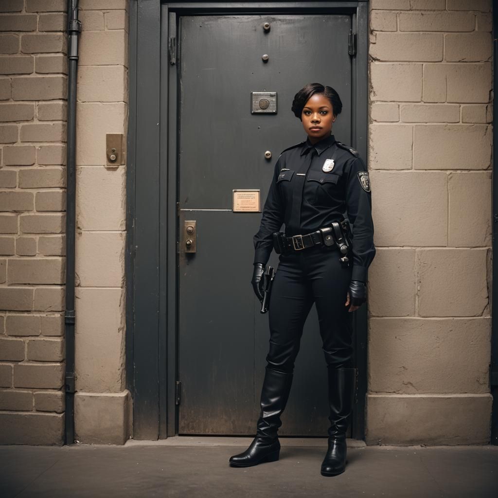 Confident Police Officer in Film Still