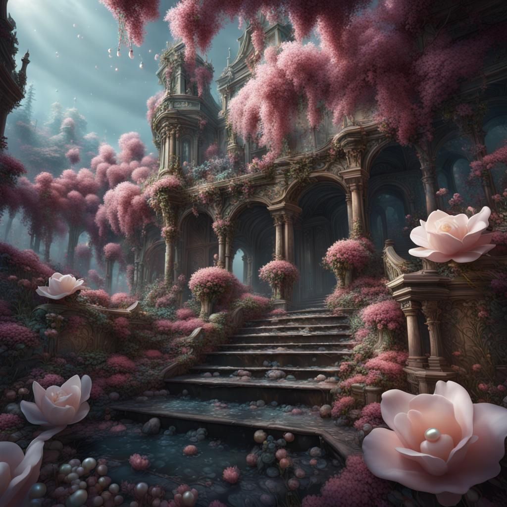 Fantastical Pearl Flowers in Detailed Matte Painting