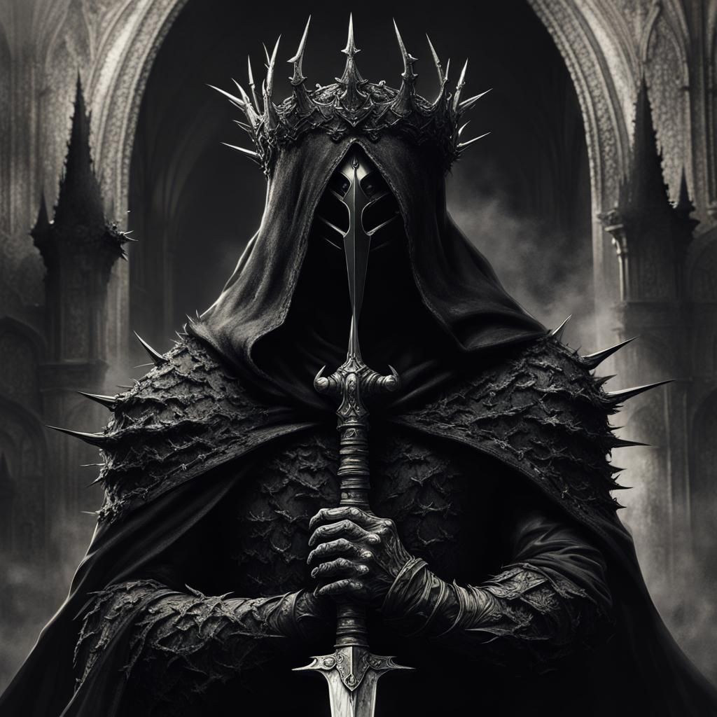 Grimdark Knight in Eerie Dark Fantasy Forest