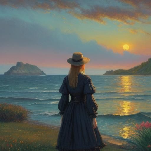 Woman and Crocodile: Impressionist Surrealist Painting