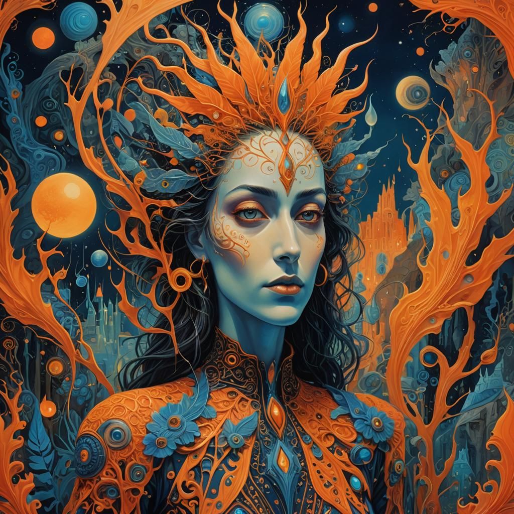 Dreaming Figure in Surreal Organicpunk Art