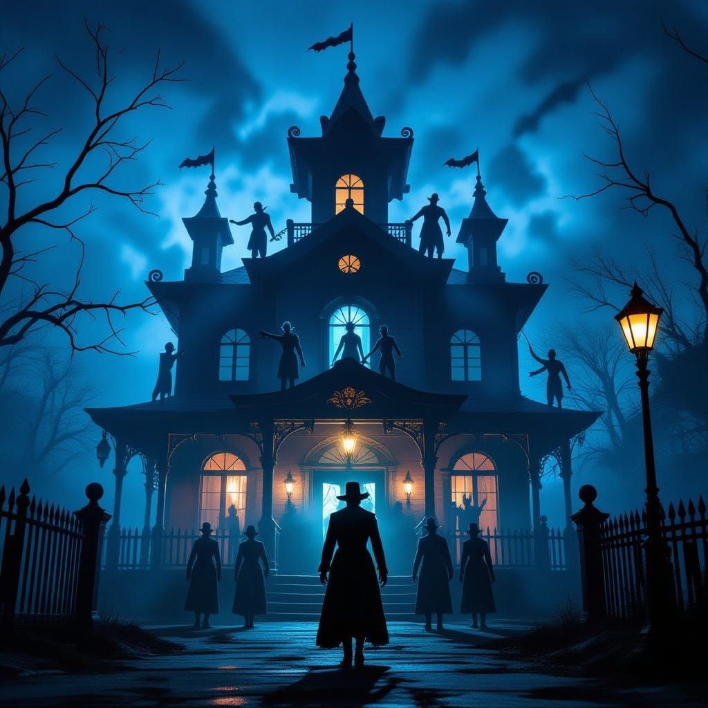 Scary Carnival Facade with Eerie Creatures