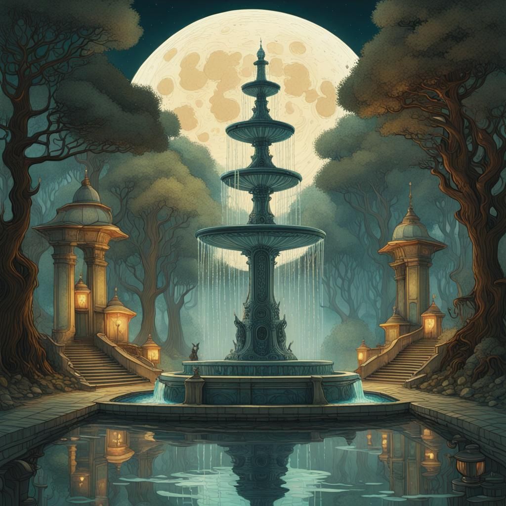Strange Ceremonial Fountain in Sci-Fi Fantasy Style