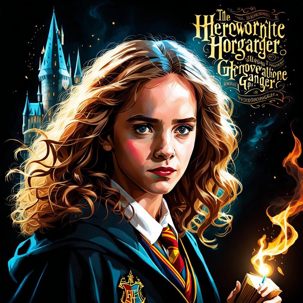Hermione Granger Portrait with Lettering Inscriptions
