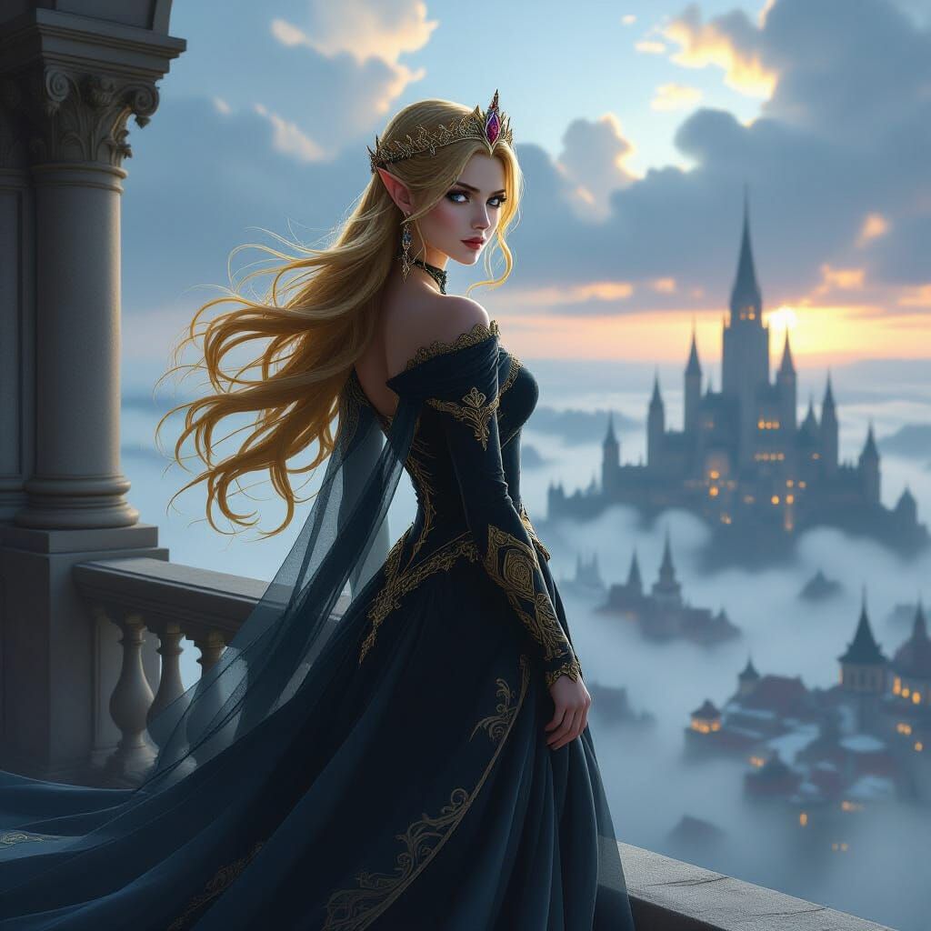 Princess Zelda in Dark Fantasy Art Nouveau Style