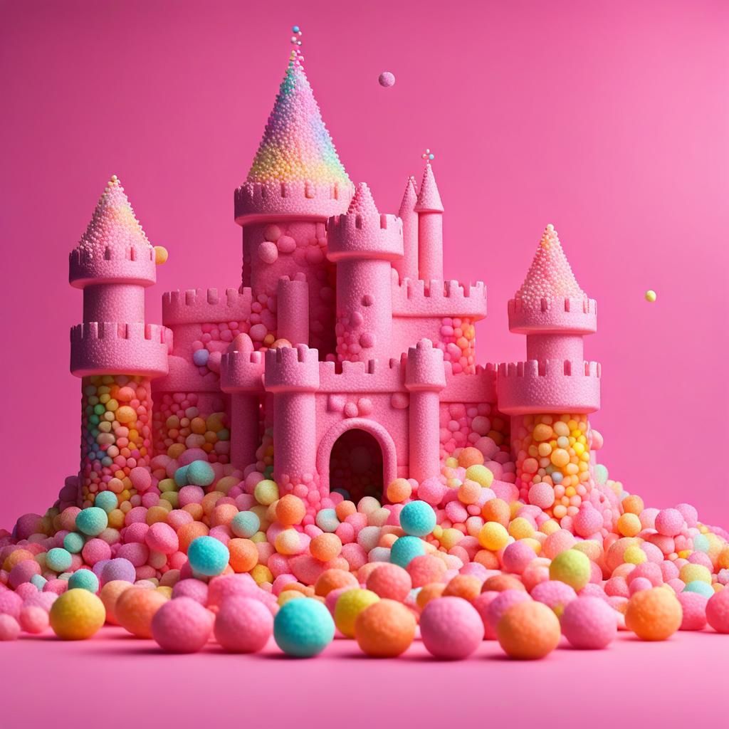Candy Castle in Hyper-Surreal 3D Render