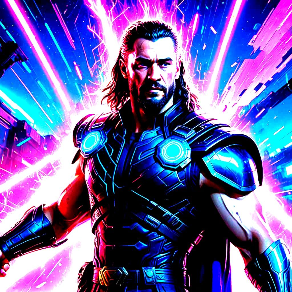 Thor and Loki in Cyberpunk 2099 Style