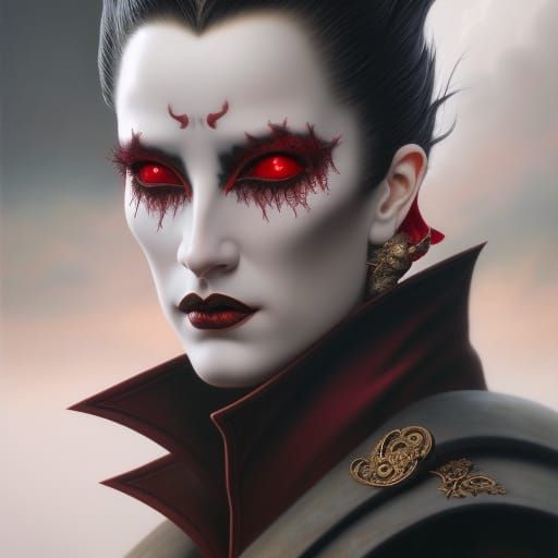 Elegant Vampire Portrait in Baroque Surrealism