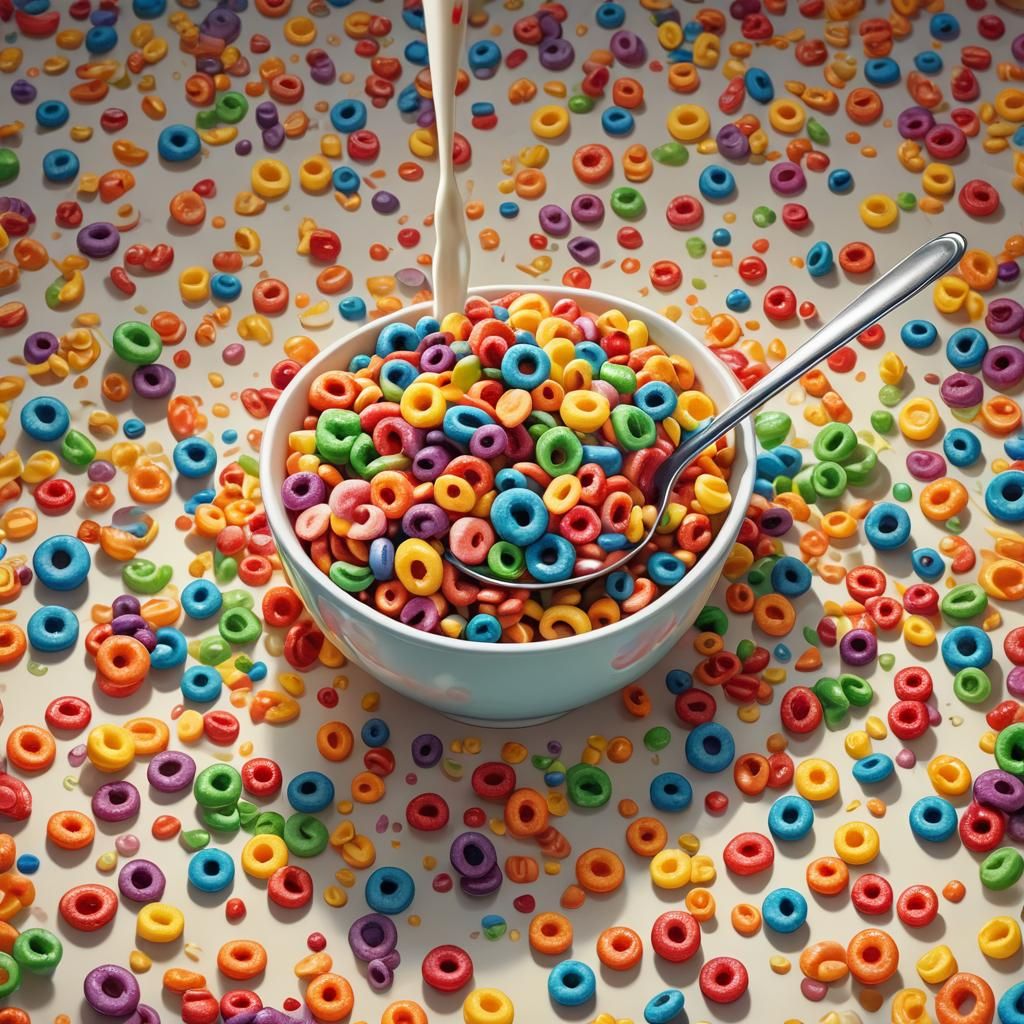 Colorful Cartoon Froot Loops Cereal Bowl