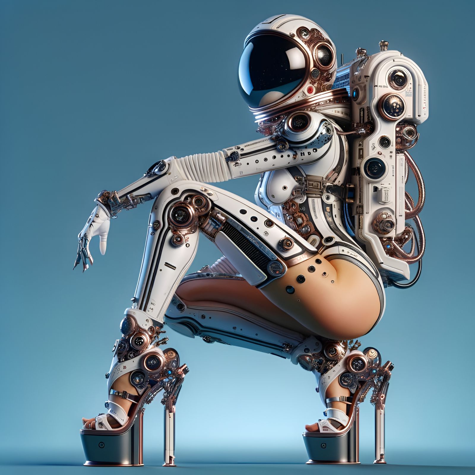 Futuristic Cyborg Astronaut in Fashion Spacesuit