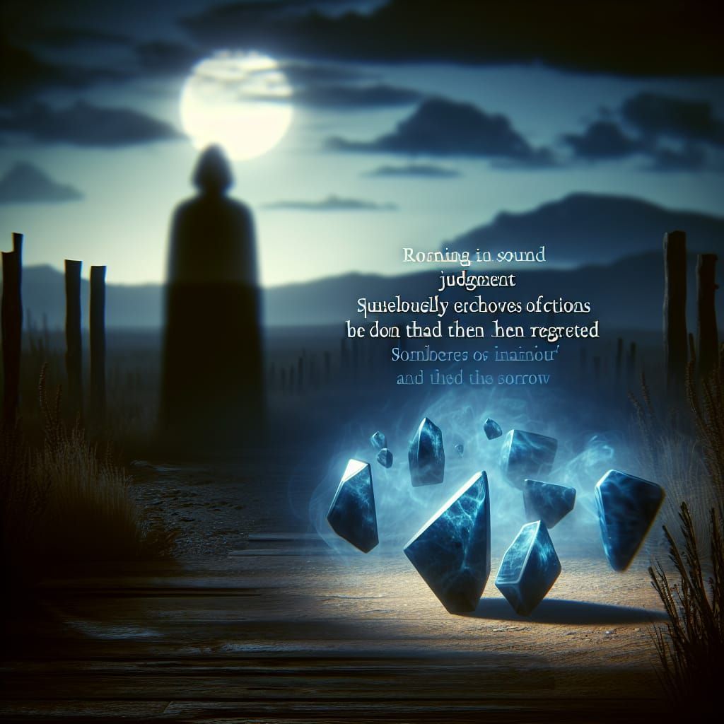 Introspective Shadow Figure with Larimar Echoes