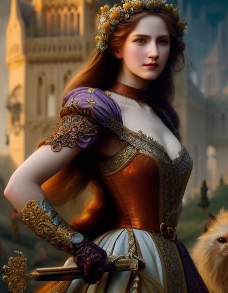 Renaissance Woman in Winter Landscape Painting