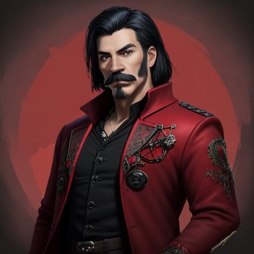 Fantasy Portrait of a Handsome Man in Red