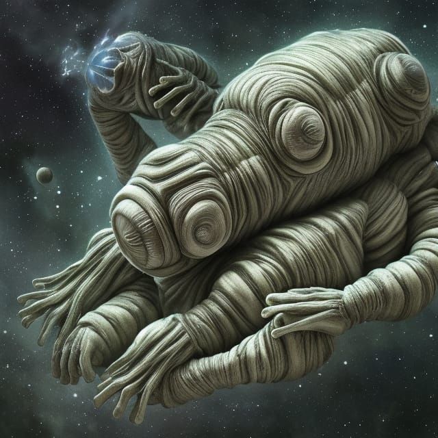Surreal Tardigrade Gazing at Galaxy in Biomechanical Style