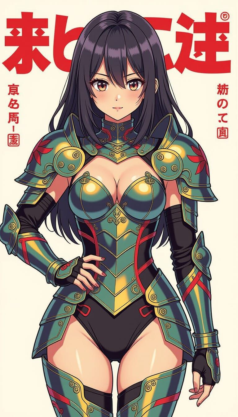 Girl in Armored Leotard, Anime-Inspired Digital Art