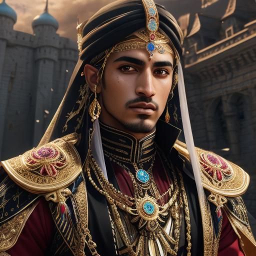 Levitating Arabian Prince Portrait in Cinematic Style