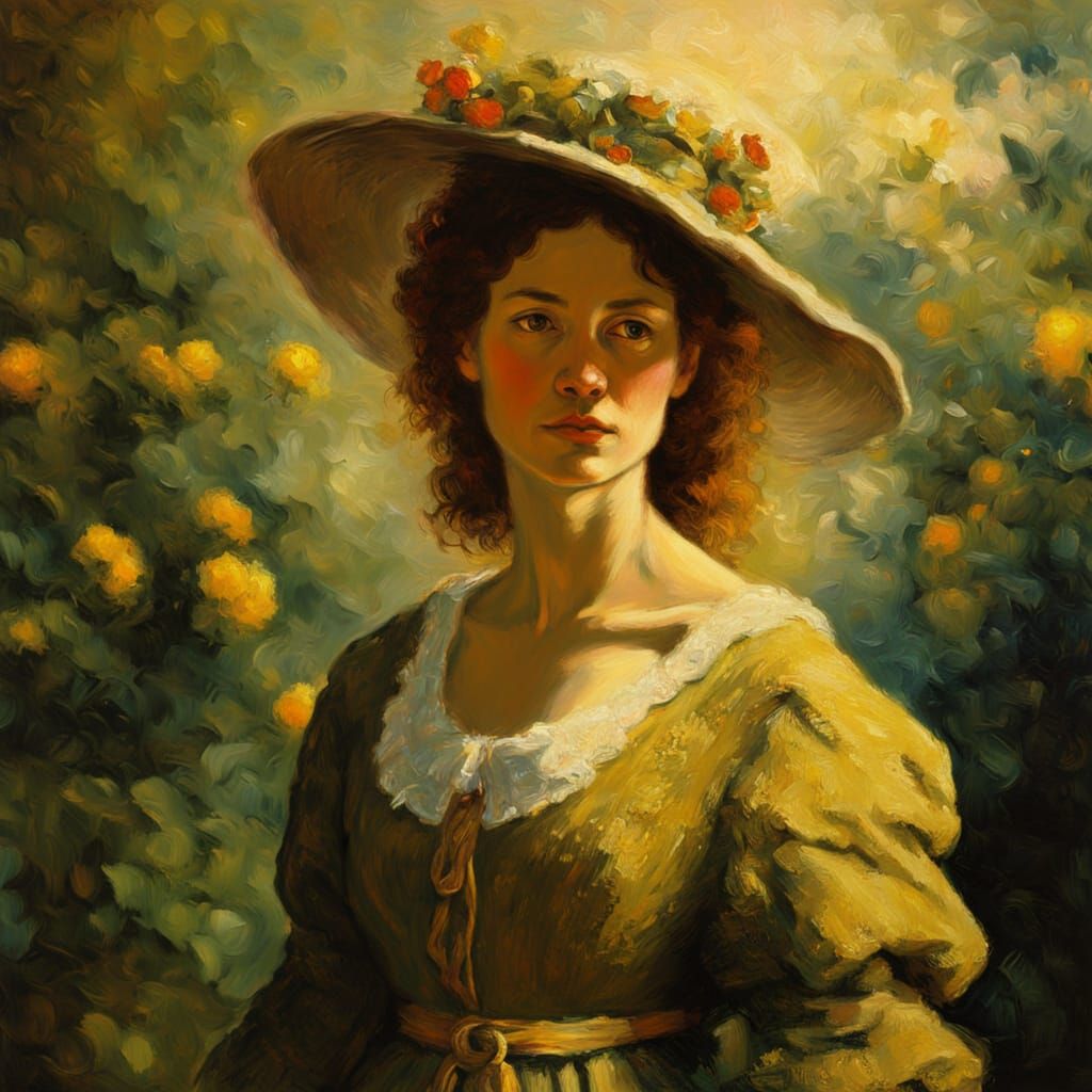 Woman in Garden on Summer Night