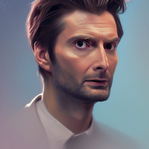 Detailed Portrait of David Tennant in Art Nouveau Style