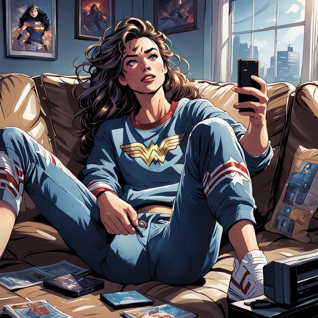 Wonder Woman Selfie: Comic Book Art