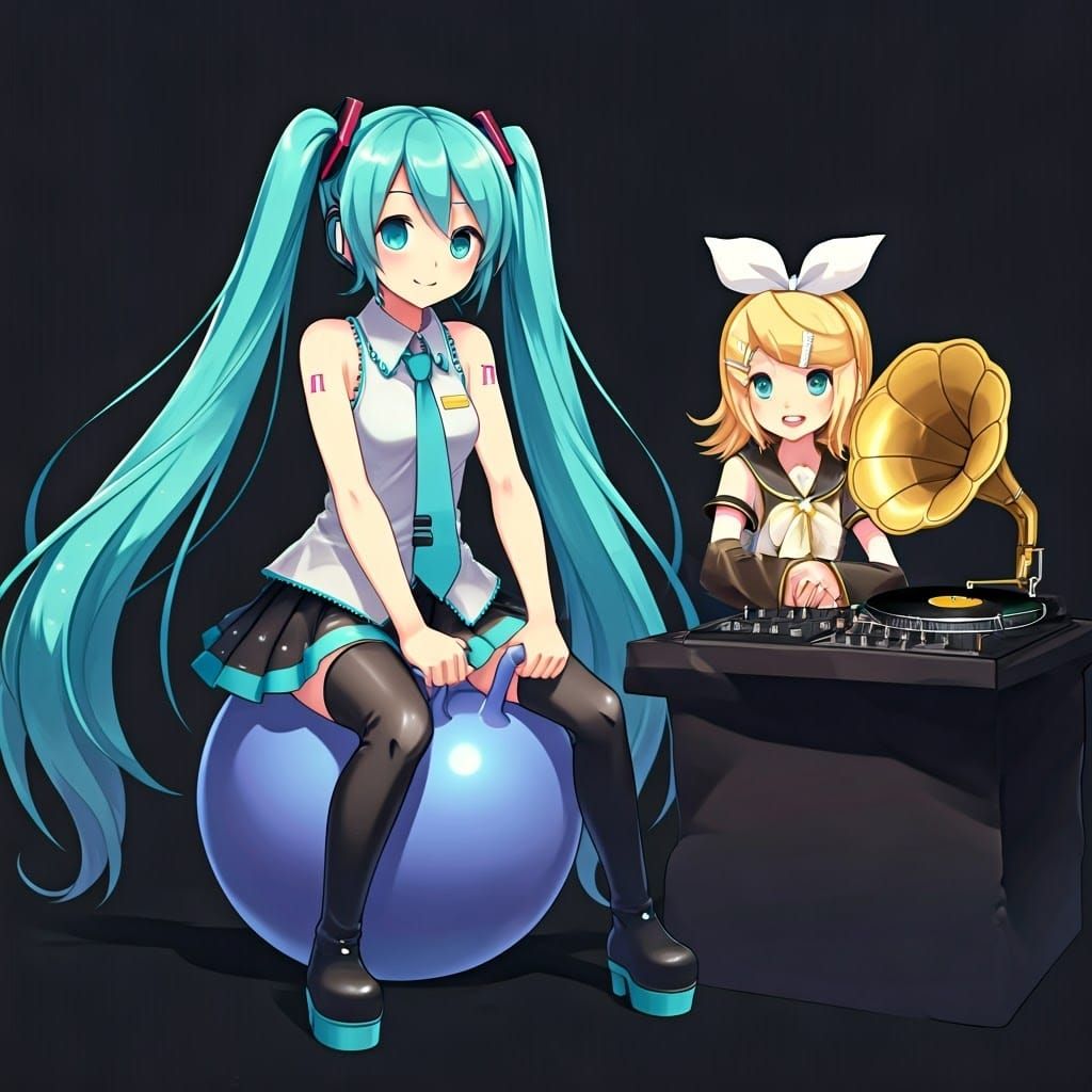 Vocaloid Idols Playful Scene in Vibrant Colors