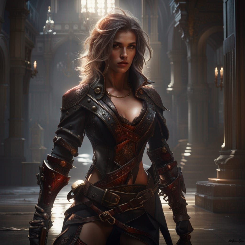 Fantasy Assassin in Art Nouveau Style