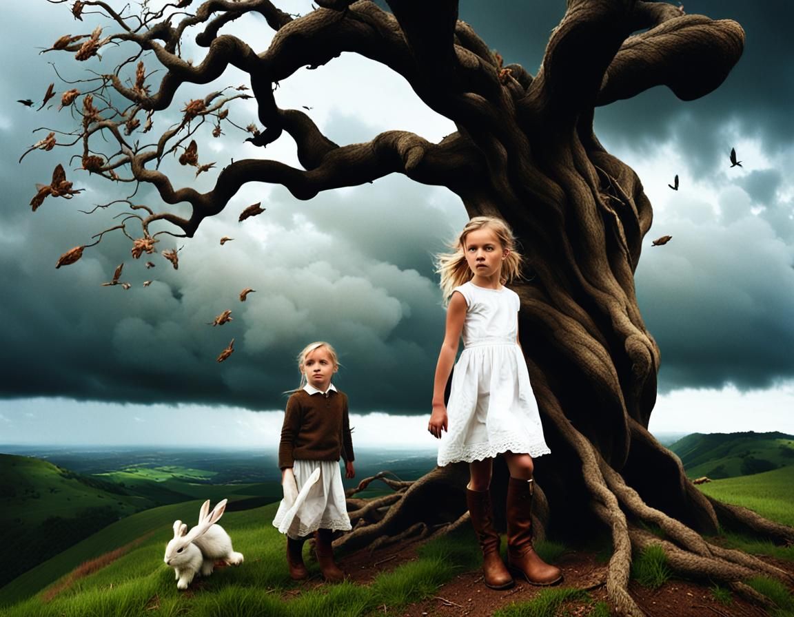 Girl in White Dress by Twisted Tree, Pre-Raphaelite Style