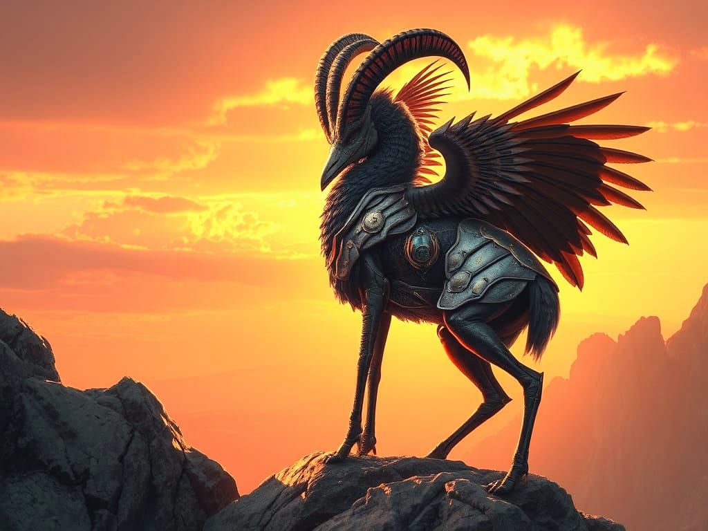 Armored Ibex and Ibis Hybrid Creature