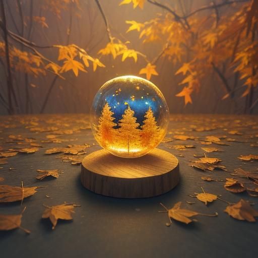 Autumn Scene in Glass Ball: Magical Realism