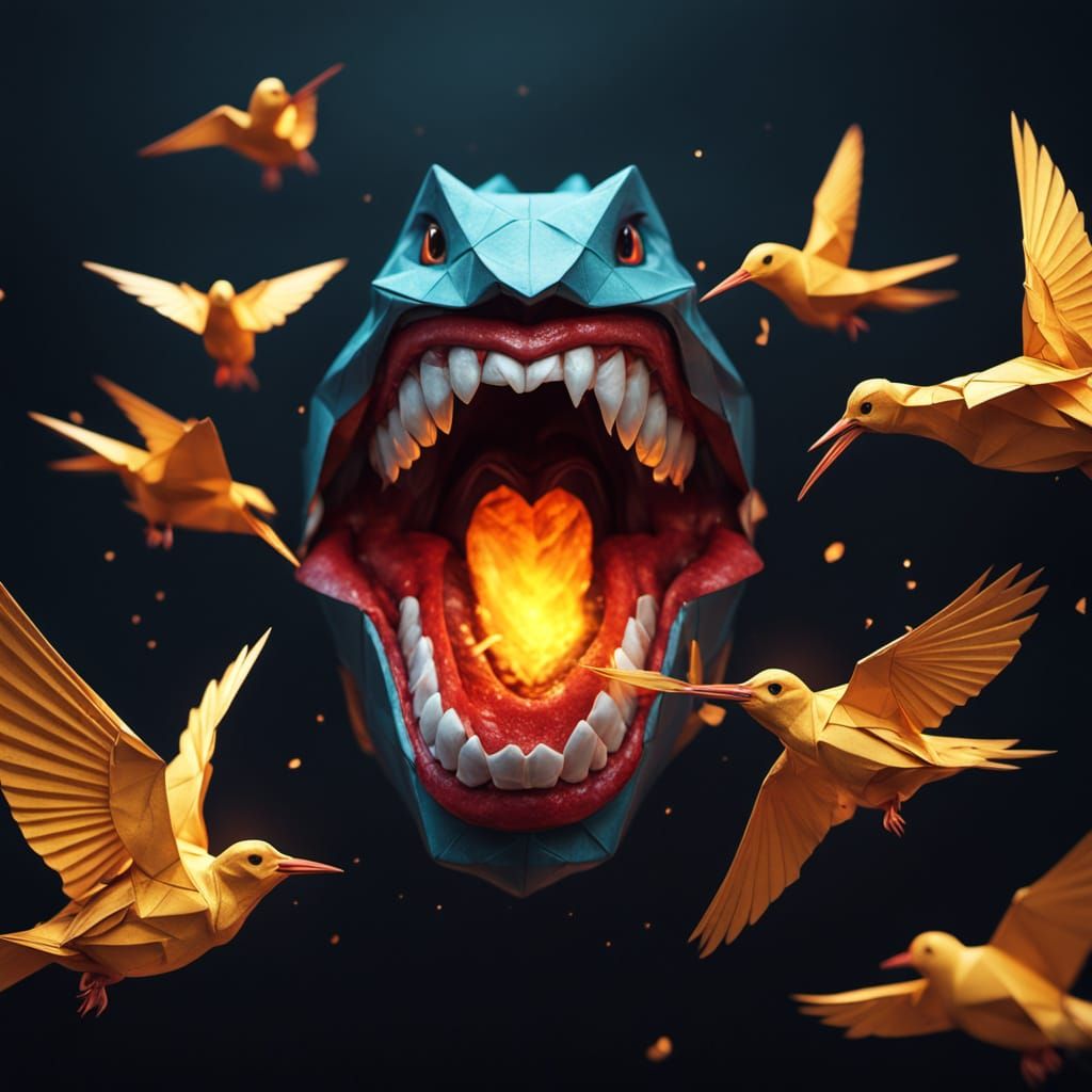 Surreal Heart Transforms to Birds in Cinematic Light