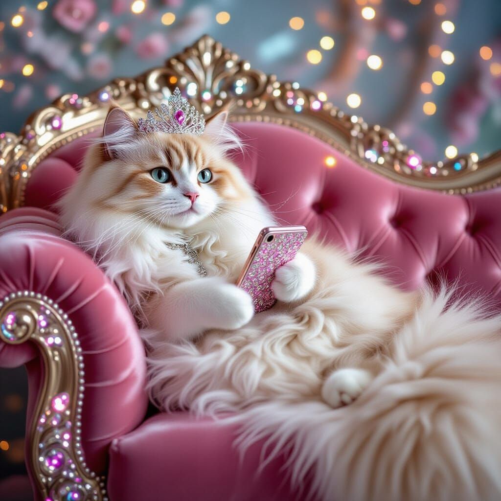 Opulent Himalayan Cat Lounging in Dreamy Digital Art