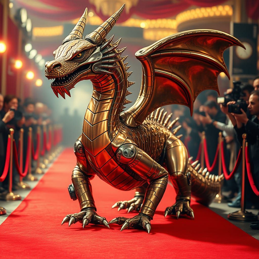 Tin Dragon Walking Down The Red Carpet