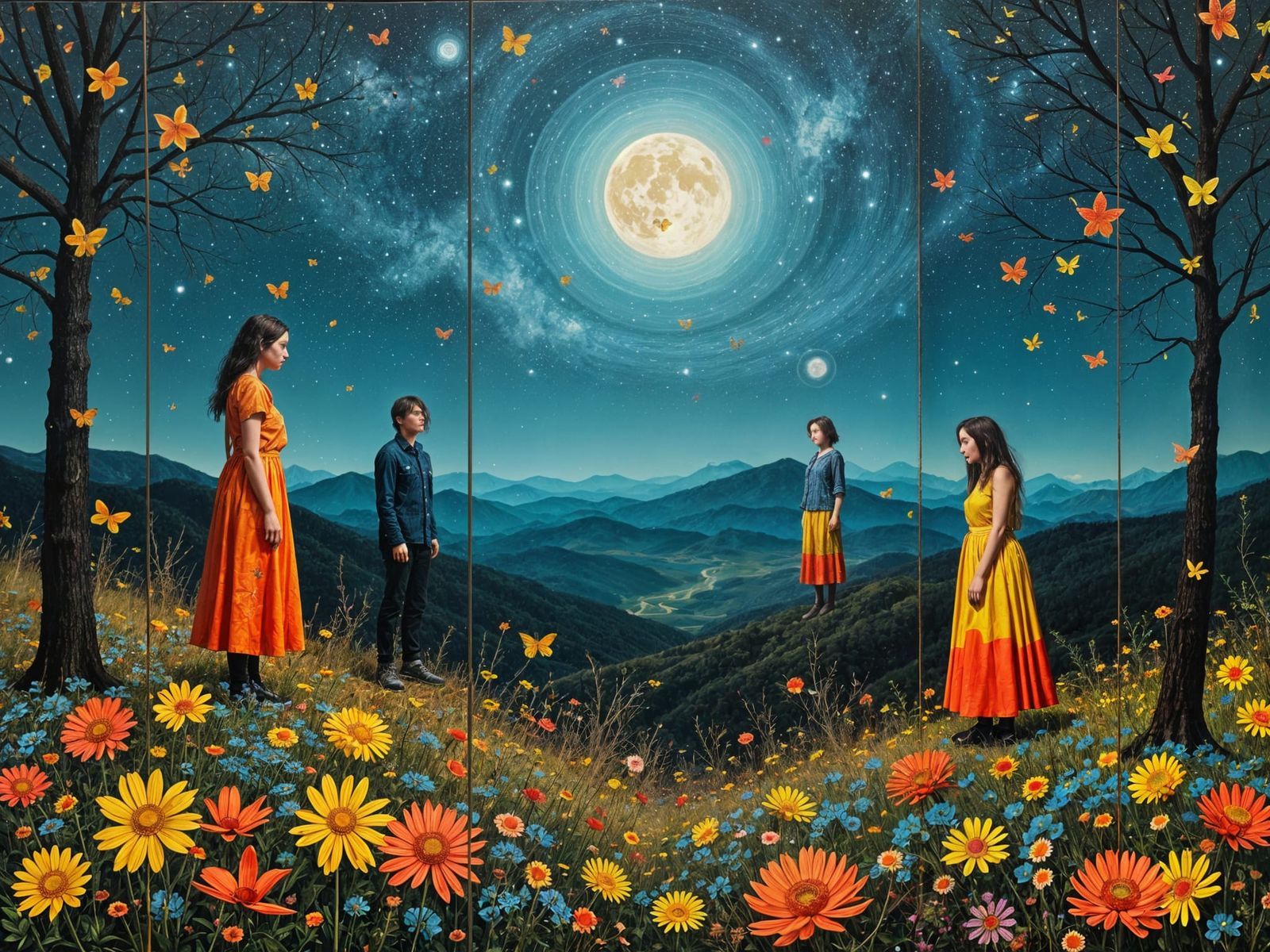 Bioluminescent Glade with Cosmic Skies