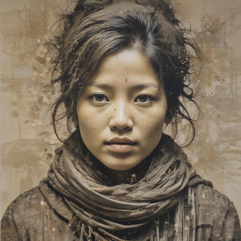 Nomad Portrait in Mist, Silk Screen Style