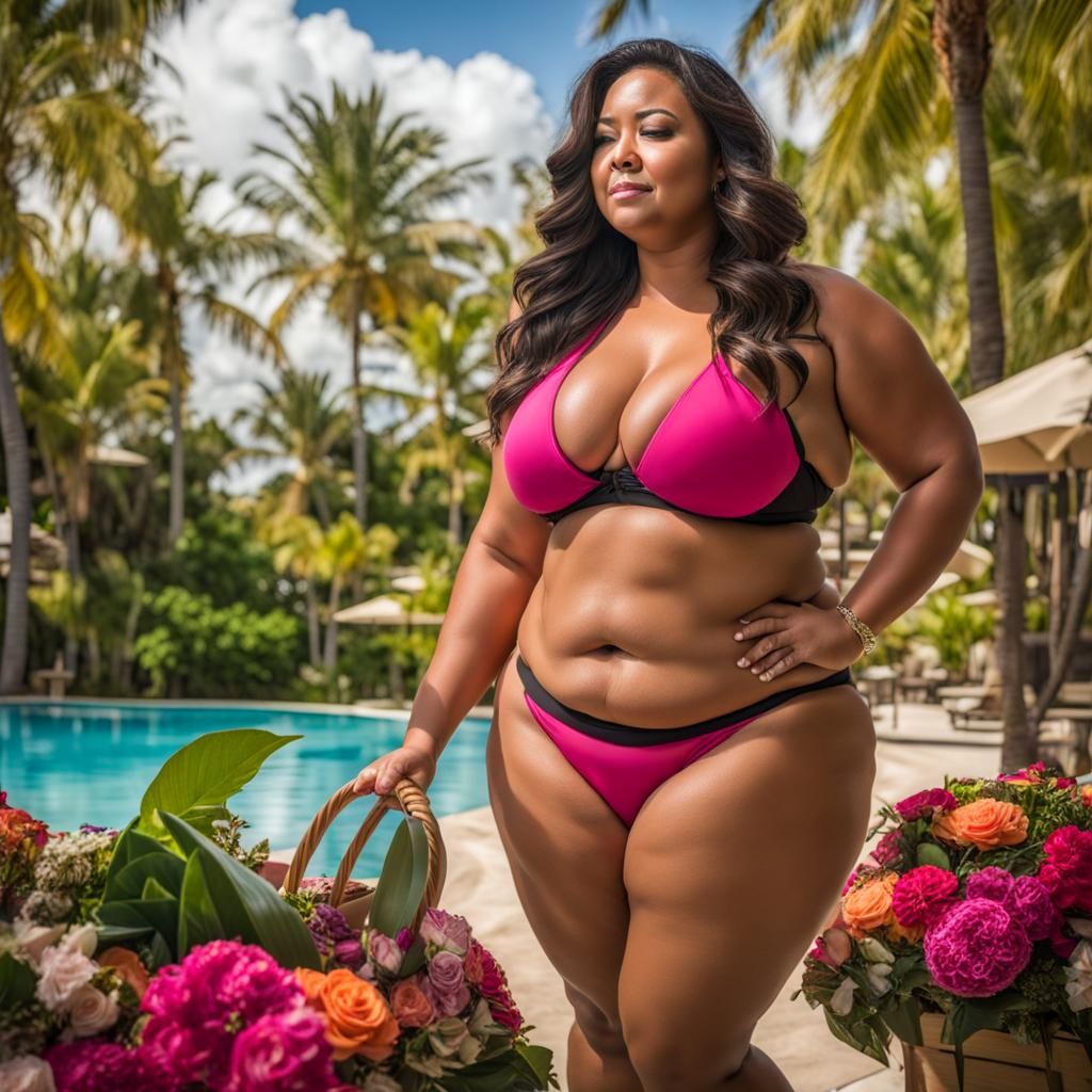 Woman's Transformation: Digital Art of Weight Gain