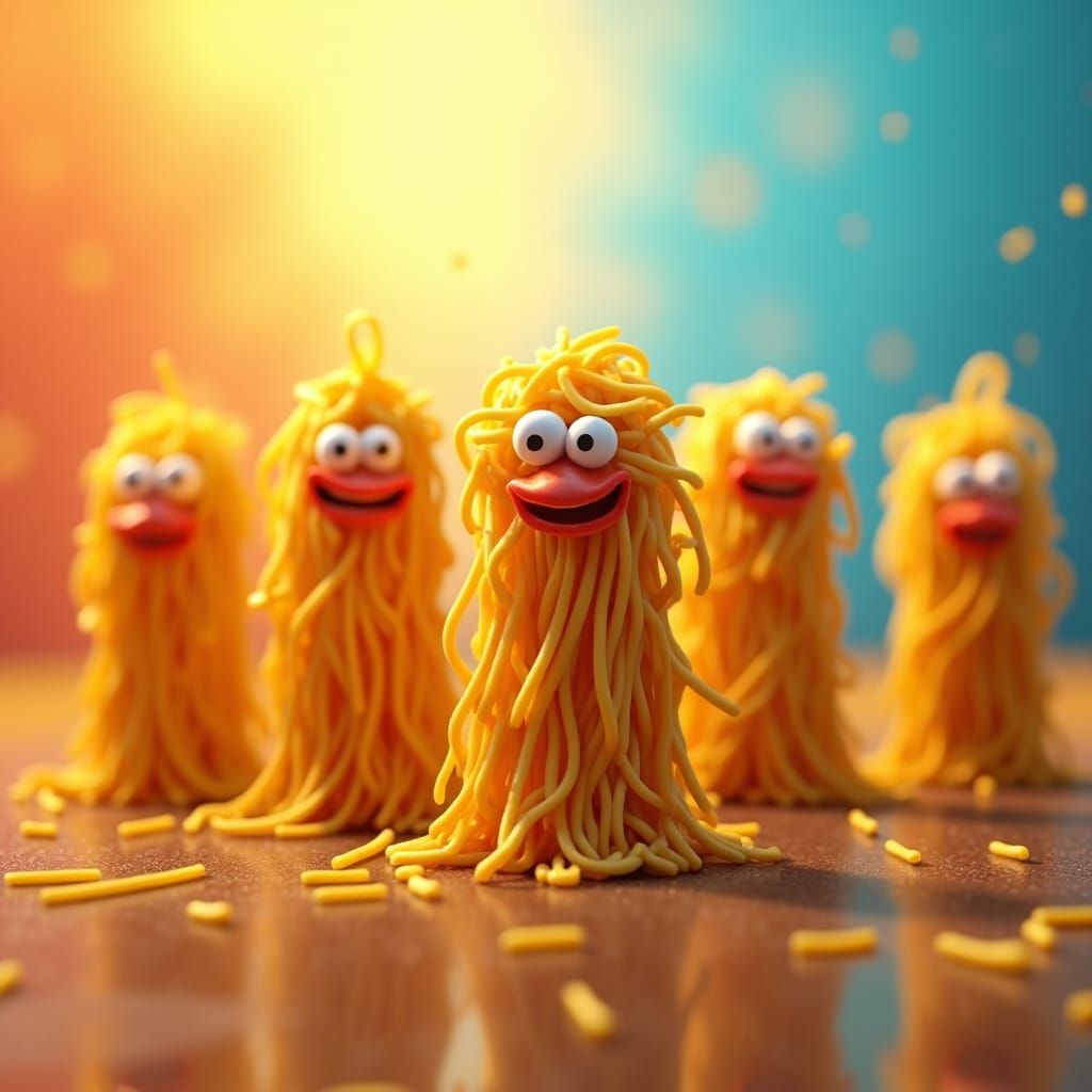 Pasta Characters in 3D Digital Environment