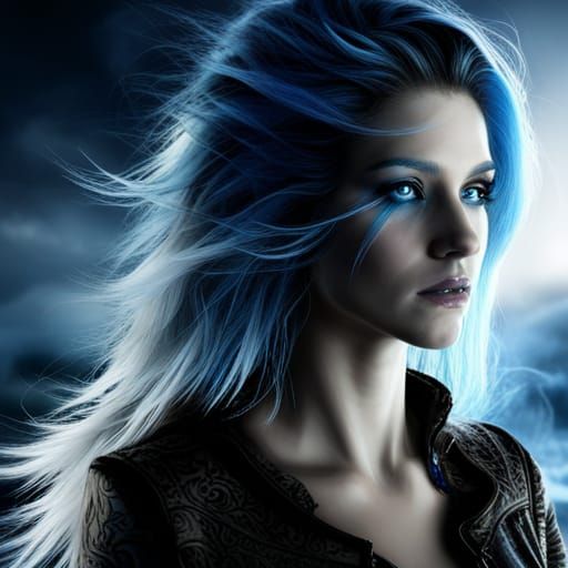 Dismembered Woman with Blue Eyes: Detailed Matte Painting