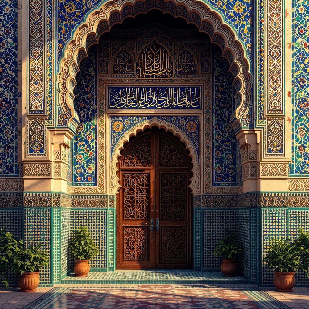 Majestic Arabic Architecture with Mosaic Tiles