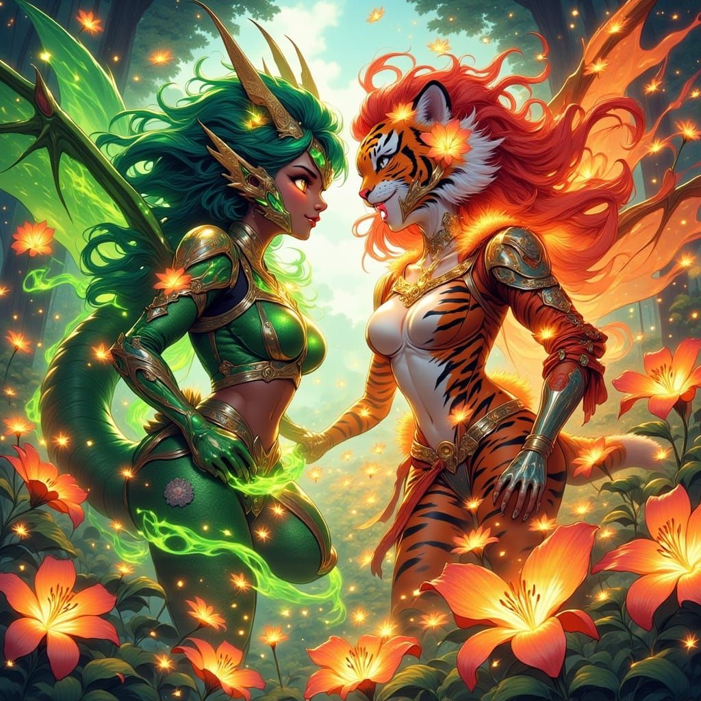 SnapDragon vs TigerLilly Anime Pulp Comic Showdown