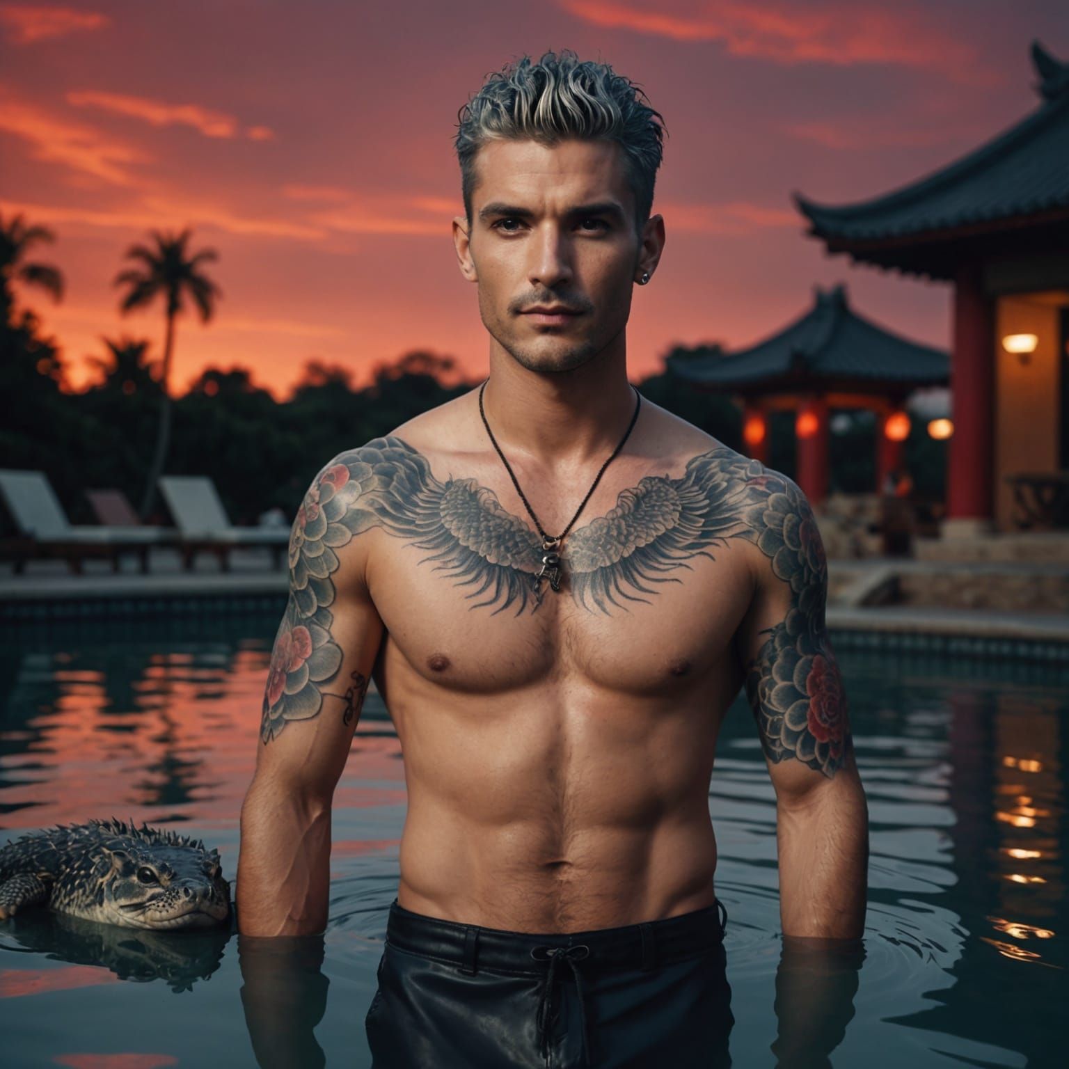 Koi Tattoo Model in Spring: Graffiti Art Style