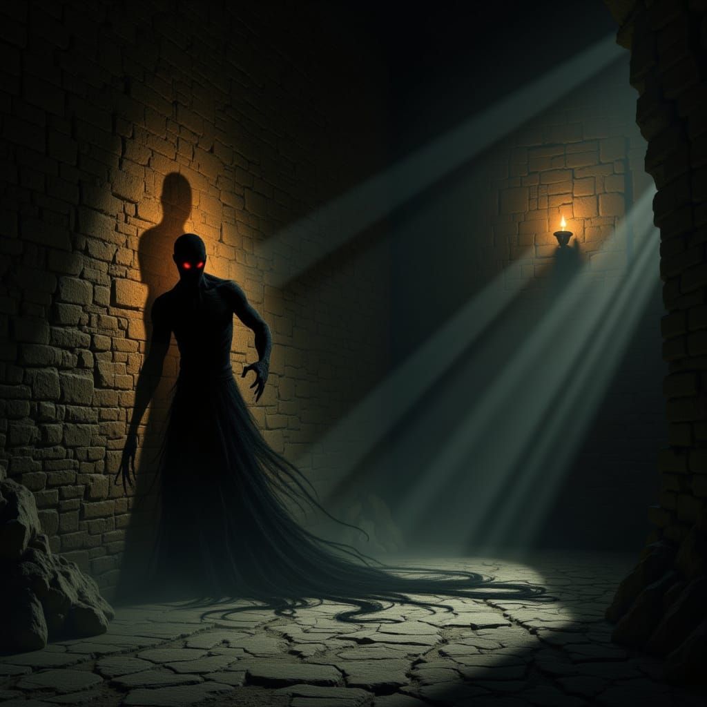 Shadow Walker Emerges from Ancient Wall