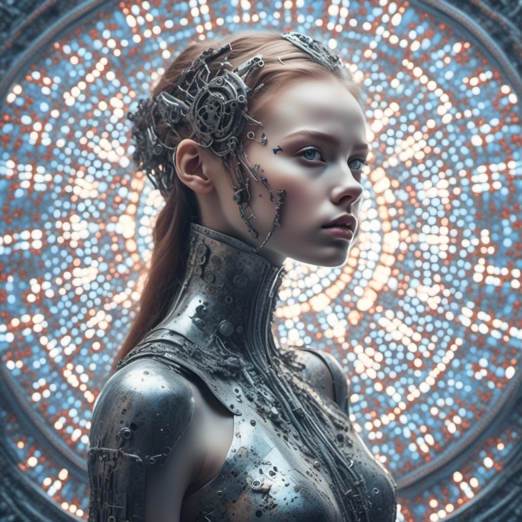 Gothic Cyborg Woman with Dark Eye Shadow